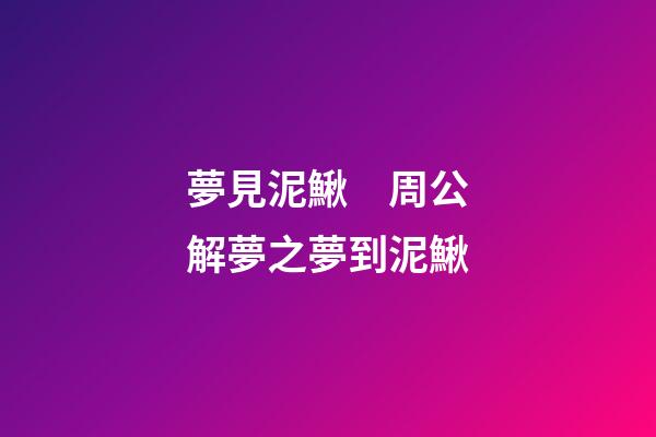 夢見泥鰍　周公解夢之夢到泥鰍